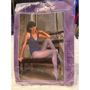Vintage Parklane High Gloss Tights Black Size D Full Figure Shimmer Made in USA
